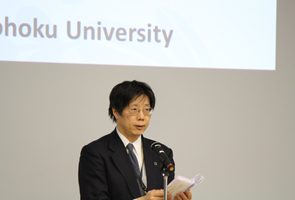 Welcome address by Prof. Susumu Satomi (President, Tohoku Univ.)<br>
				ice president Hideo Shindo read president's message.