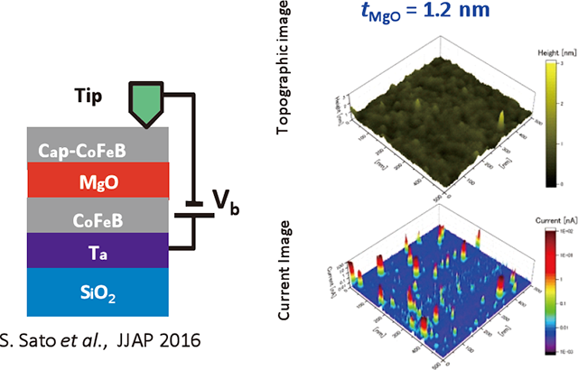 Characterization of tunneling current on MgO tunneling barrier of MTJ by Conductive-AFM